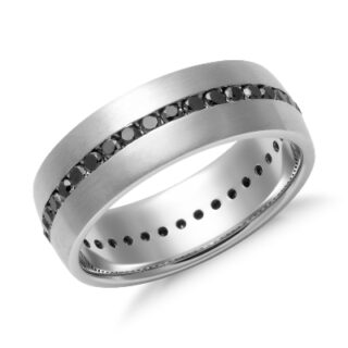 Black Diamond Channel Set Wedding Ring in 14k White Gold (6mm)