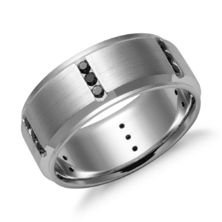 Black Diamond Wedding Ring in 14k White Gold (8.5MM)
