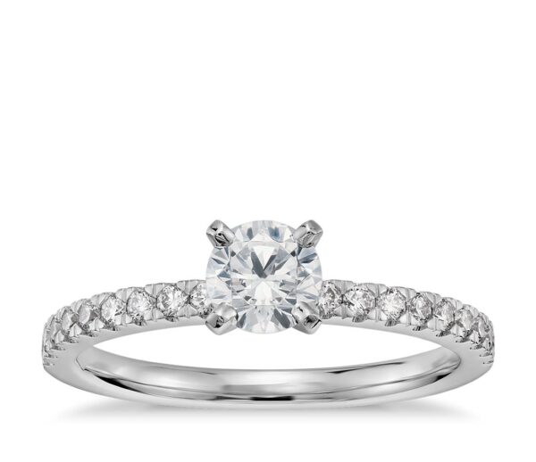 1/2 Carat Ready-to-Ship Petite Pave Diamond Engagement Ring in 14k White Gold