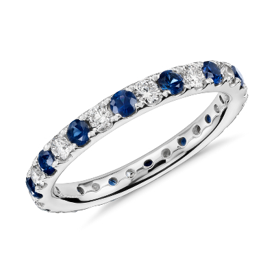 Riviera Pave Sapphire and Diamond Eternity Ring in Platinum (2.2mm)
