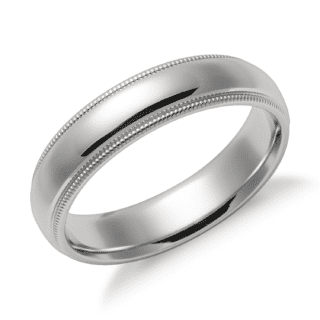 Milgrain Comfort Fit Wedding Ring in Platinum (5mm)
