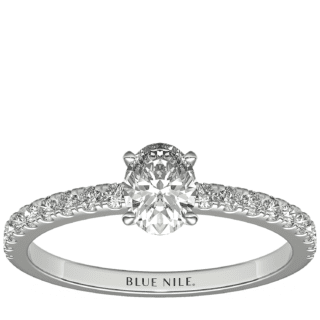 1/2 Carat Ready-to-Ship Oval-Cut Petite Pave Diamond Engagement Ring in Platinum