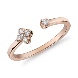 Mini Diamond Open Floral Stackable Fashion Ring in 14k Rose Gold (1/10 ct. tw.)