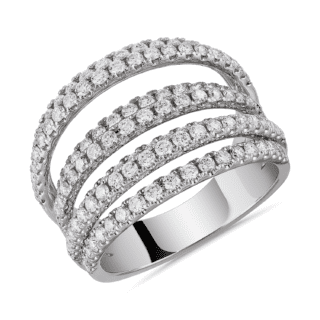 Seven-Row Mix Tiered Diamond Fashion Ring in 14K White Gold (1 1/2 ct. tw.)