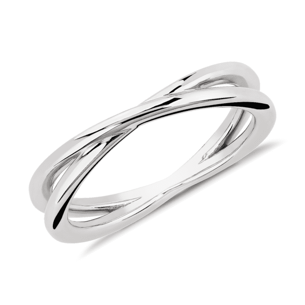Contemporary Criss-Cross Ring in 18k White Gold