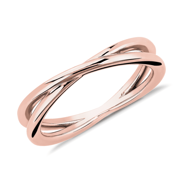Contemporary Criss-Cross Ring in 18k Rose Gold