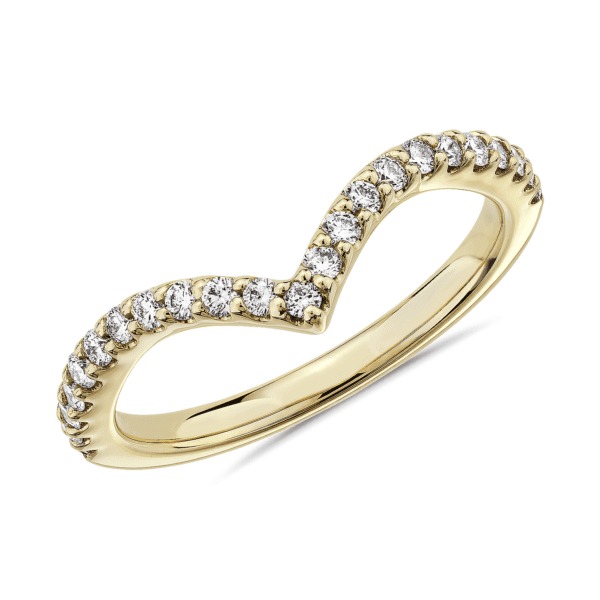 Contemporary V-Shaped Curve Diamond Wedding Ring in 14k Yellow Gold (1/3 ct. tw.)