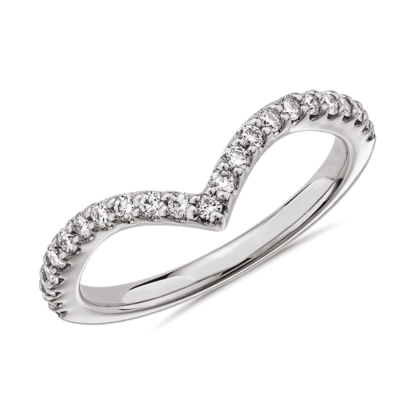 Contemporary V-Shaped Diamond Wedding Ring in 14k White Gold (1/3 ct. tw.)