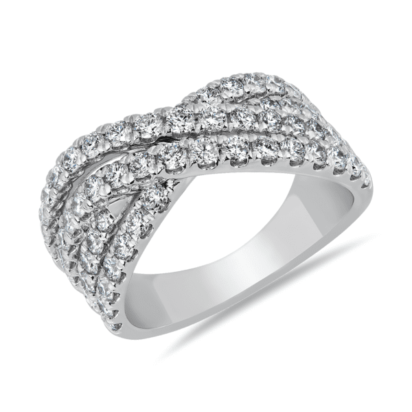 Four Row Crossover Fashion Ring in 14k White Gold (1 1/2 ct. tw.)