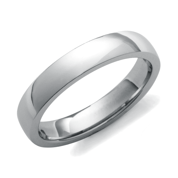 Low Dome Comfort Fit Wedding Ring in 14k White Gold (4mm)